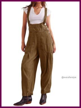 Baggy Barrel Jeans Denim Bib Overalls Suspender Sleeveless Jumpsuit